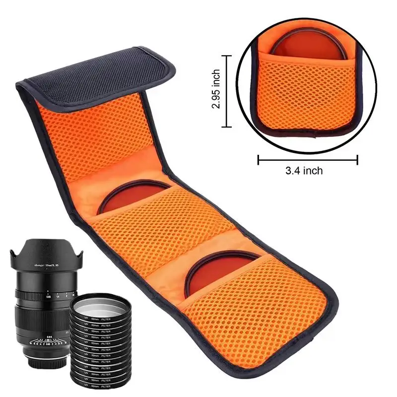 1Pc Portable Multiple Pockets Camera Lens Filter Storage Bag Protective Case Lightweight Travel Organizer for Filters