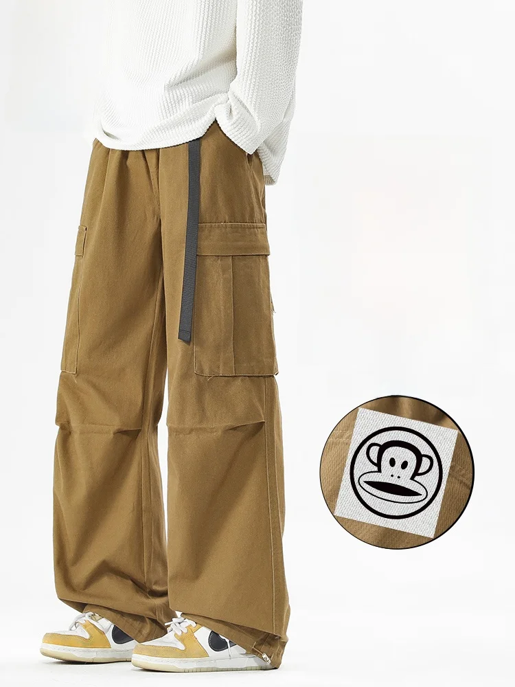 

PaulFrank Pure Cotton Workwear Casual Pants Men's Loose Wide Leg Straight Cut Sports Trousers Autumn Season American Sle