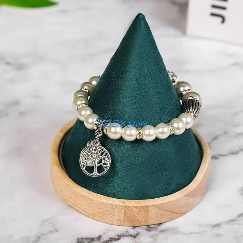 

T21F Stylish and Velvets Cone Shaped Storage Stand Suitable for Bracelets Enhancing Decors with Efficient Organization