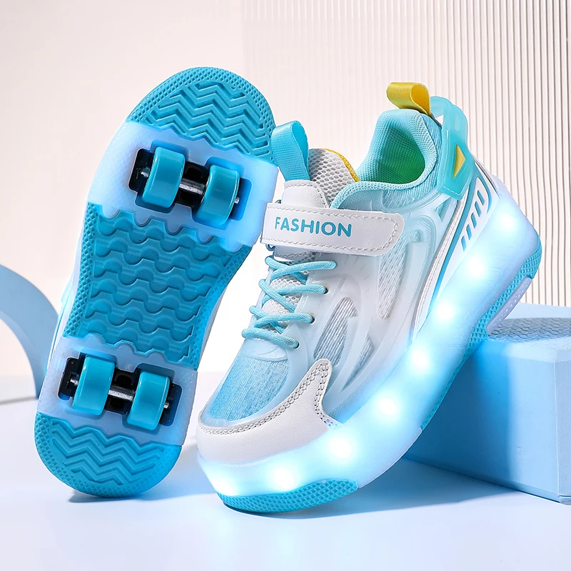 كعب الأطفال الجديد لخريف وشتاء 2025: أحذية دوارة غير مرئية للأولاد والبنات ذات 4 عجلات قابلة للسحب