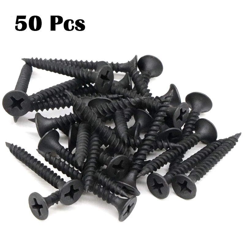 

50pcs M3.5 Black Steel Small Phillips Flat Countersunk Cross Round Pan Head Self-tapping Wood Screws DIY Carbon Steel Screws