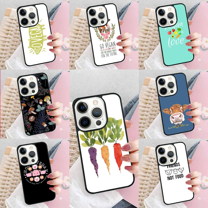 Vegan Vegetarian Quote Phone Case Cover for iPhone 16 Promax 15 Pro 13 14 Plus 11 12 Mini XR XS MAX Coque