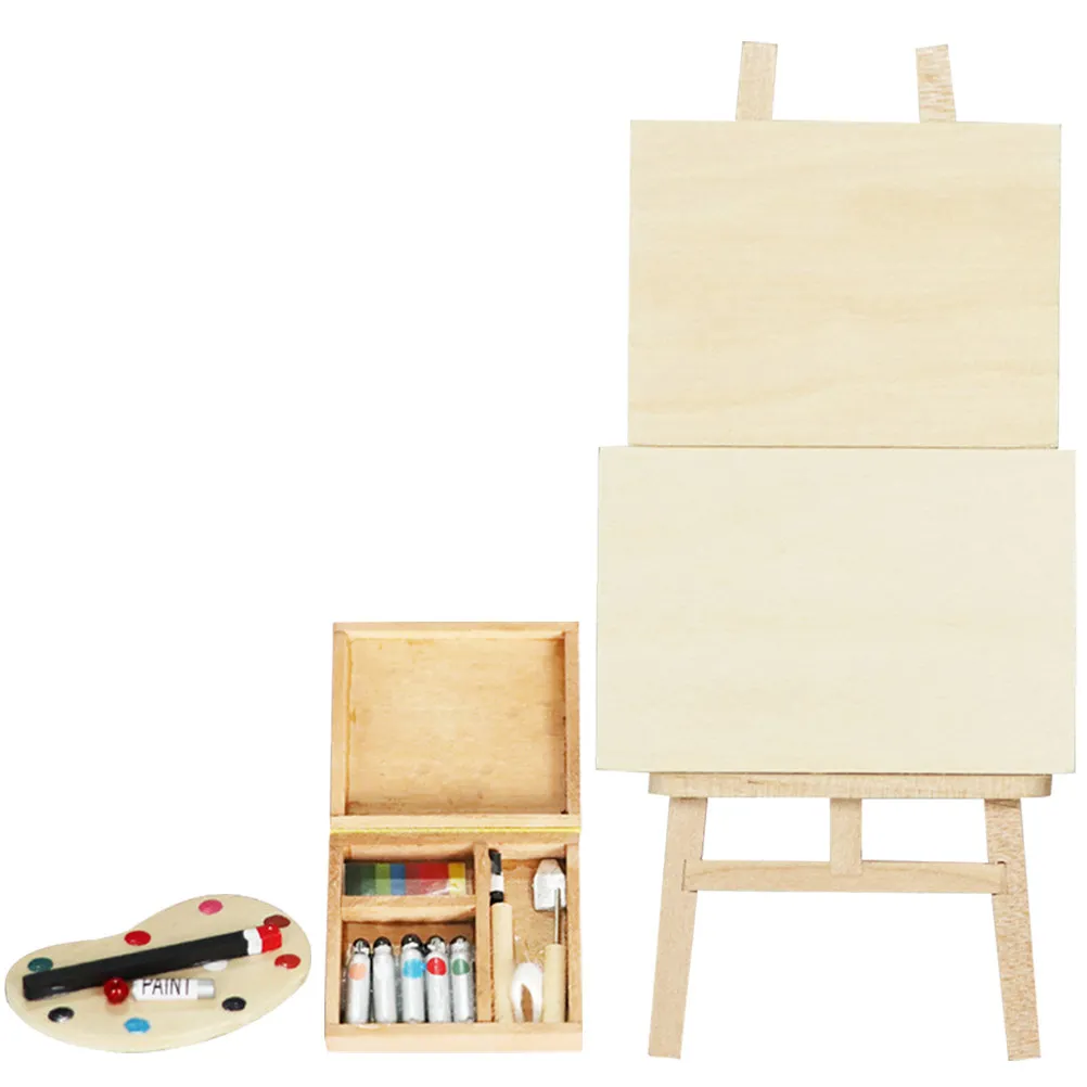 

1Set Mini Wood Easel Mini House Decoration Miniature Painting Board Easy Match Home Scenery DIY Creative Miniature Furniture