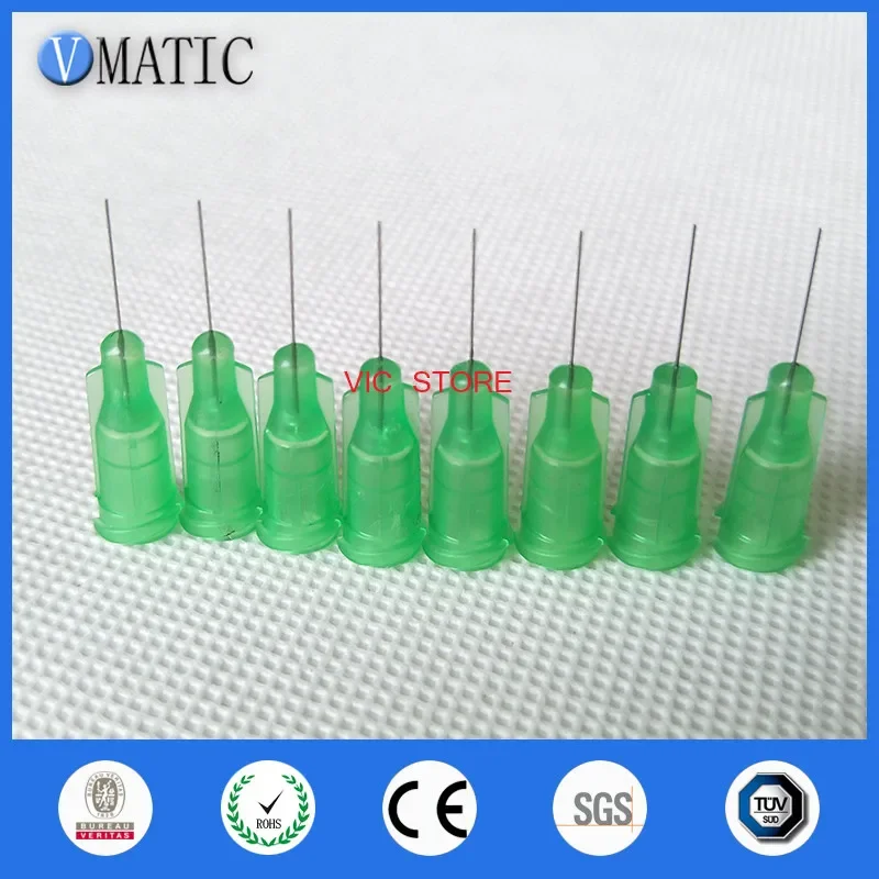 Free Shipping Non Sterilized 100Pcs 34G Ctan 1/2'' Inch Dispensing Glue Needle Tips And Plastic Nozzles Needles