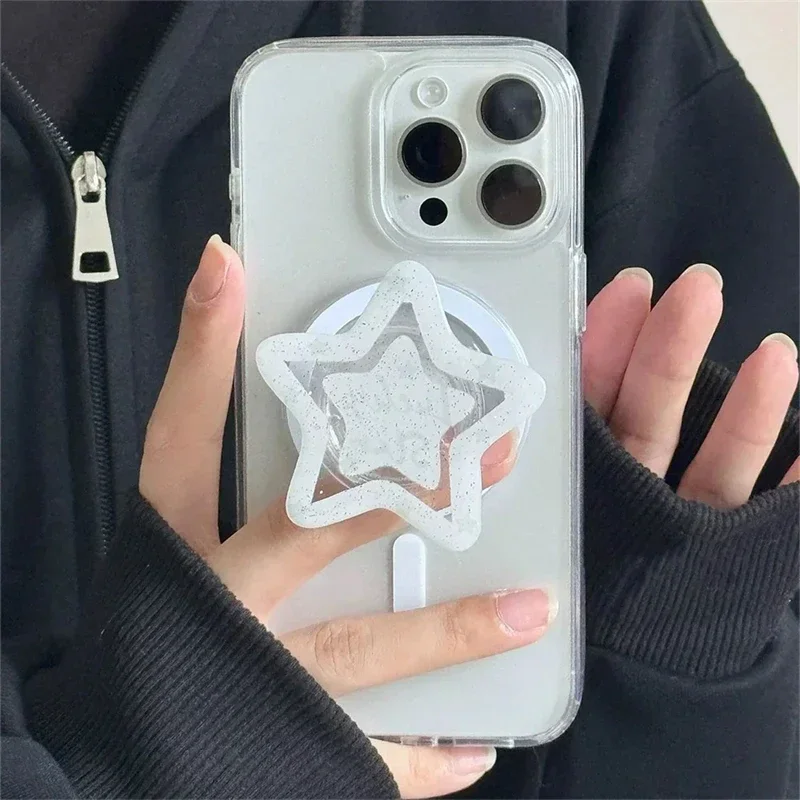

Корейская милая синяя звезда Love Heart Star для Magsafe, магнитная подставка для телефона Griptok Grip Tok для IPhone, держатель для беспроводной зарядки, кронштейн