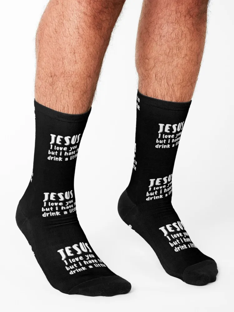 i love jesus but i drink a little, i love jesus, jesus loves you, Socks japanese fashion cartoon happy Man Socks Women's
