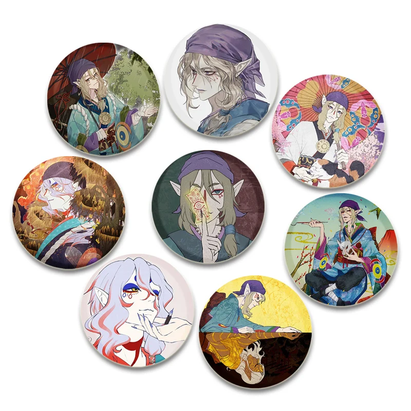 Anime Mononoke Button Pins Cartoon Handmade Badge Round Display Brooches for Backpack Clothes Jewelry Accessories Gifts