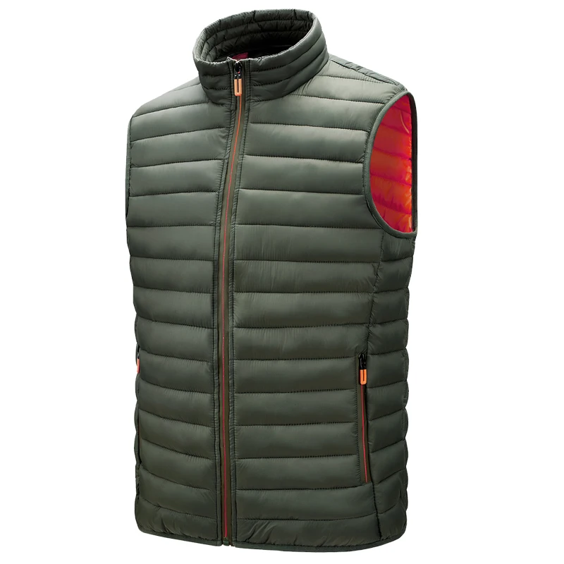 S.T.G-Gilet en fibre de duvet à fermeture éclair solide pour hommes, gilet décontracté, coupe-vent chaud, vestes de haute qualité, mode masculine, hiver, 2024