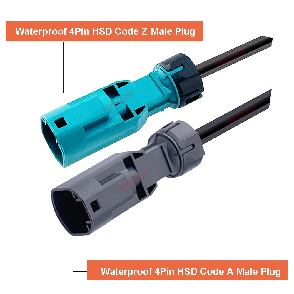 1PCS Waterproof HSD Car Video Line Black A to Water Blue Z M/M Plug High Speed 4-Core 535 LVDS Wire Harness BEVOTOP Auto Cable