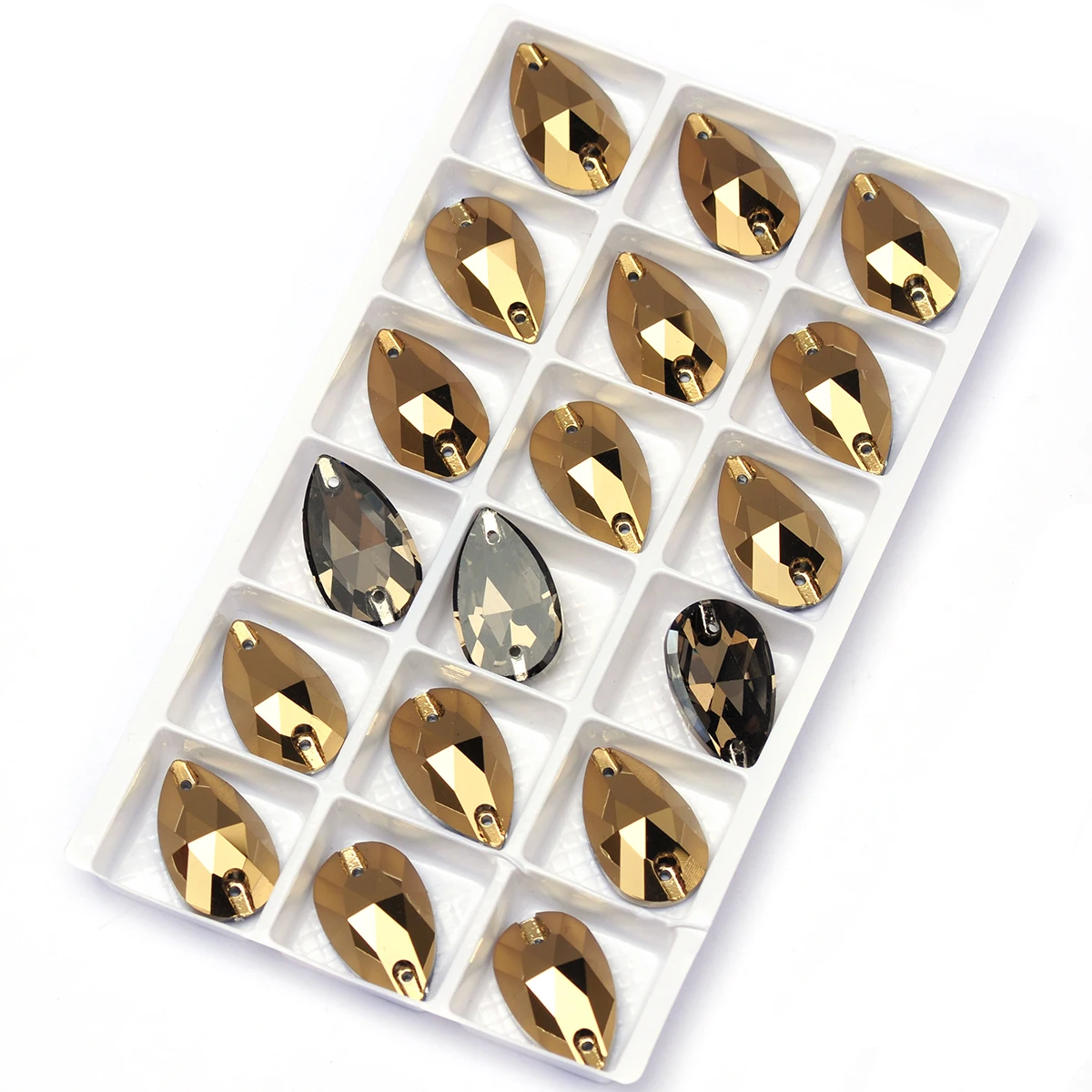 PUBRILEX K9 Gold Tropfenförmiger Dreieckiger Runder Xirius Flachrücken Kristallglas Strass Zum Aufnähen Kleidungsstück Accessoires – Detail 7