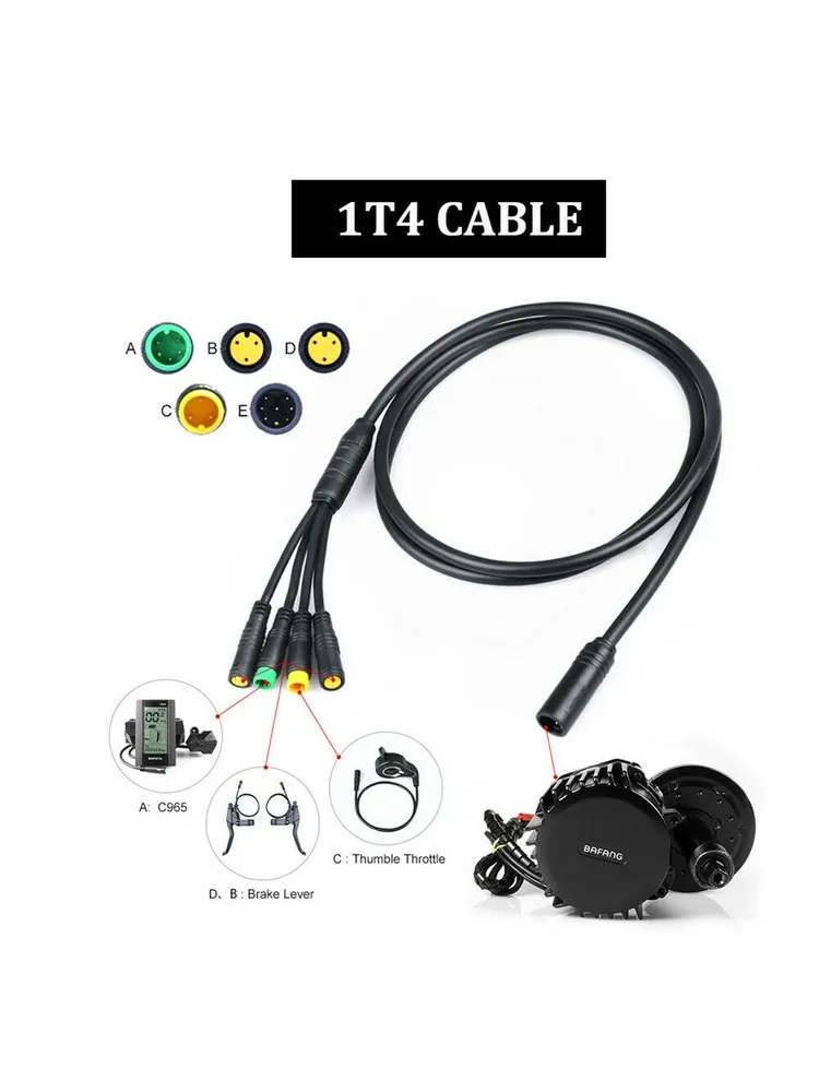 AliExpress TOOPRE 1Pc 1m 1T4 Extension Cable For Bafang Wiring BBS01/BBS02/BBSHD 1T4 Cable Harness Mid-Drive Motor Kits Electric Bike Accessories