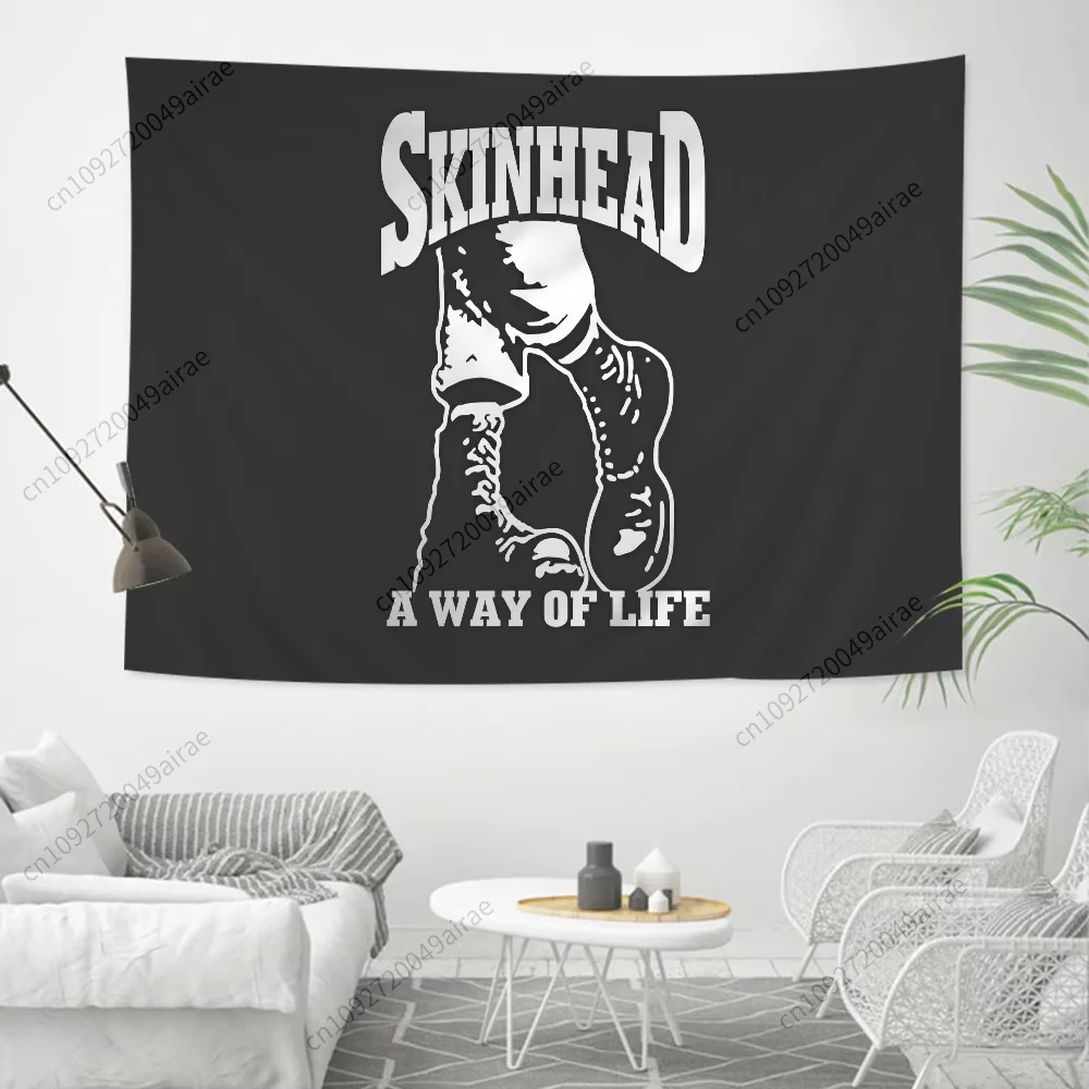 SKINHEAD A WAY OF LIFE Druck Großer Wandteppich Flagge Hippie Wandteppiche Geburtstagsfeier Ackdrop Stoffdekor Ästhetisches Banner Geschenk