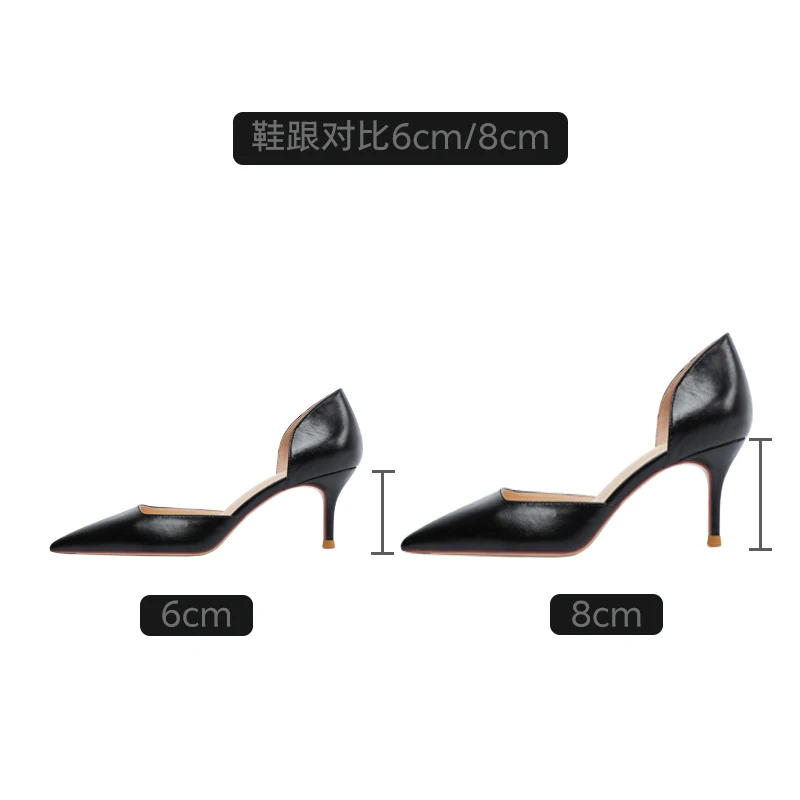 Blue High Heels Women New Sexy 6cm Medium Stiletto Pumps  Hollow Pointed Toe Slip-on Genuine Leather Daily Wear Work Shoes