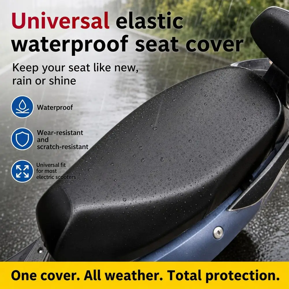 Motorcycle Seat Cover Elastic Breathable PU Leather Motorcycle Seat Protector, Motorcycle Rain Seat Cover for Electric Dirt Bike
