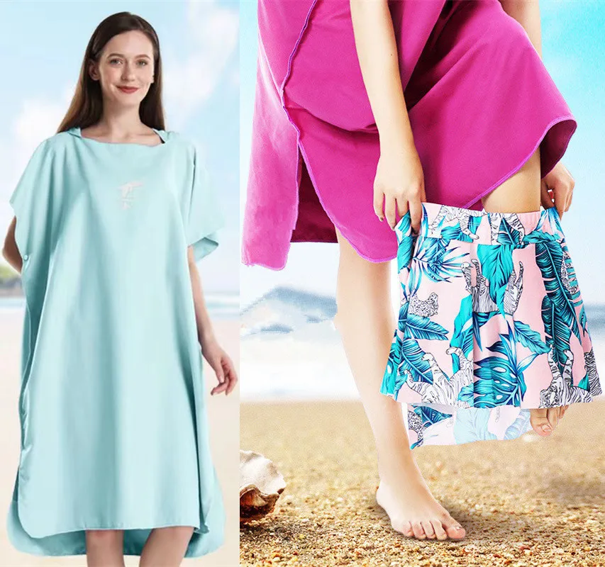 

Microfiber Quick-drying Cape Swimming Outdoor Changing Bathrobe Spa Diving Beach Home Travel Hooded Absorbent Bath Towel