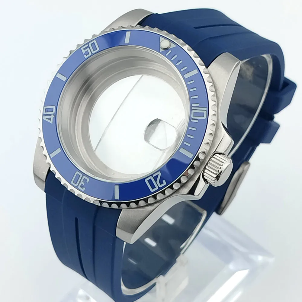 40,5 mm Rot Grün Blau SUB Saphirglas Metallgehäuse Passend für NH35/36/38 Uhrwerk Uhrenteile Zubehör Uhrenbox Gummiarmband – Detail 4