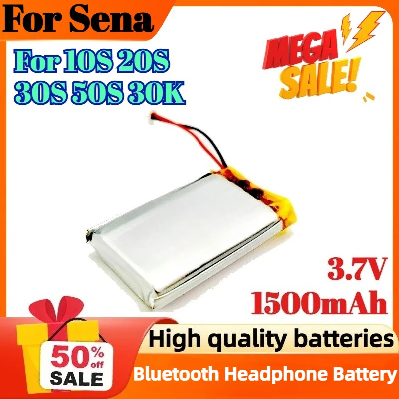 

1500mAh 3.7V Rechargeable Battery for Sena 10S 20S 30S 50S 30K Bluetooth Headphone Battery