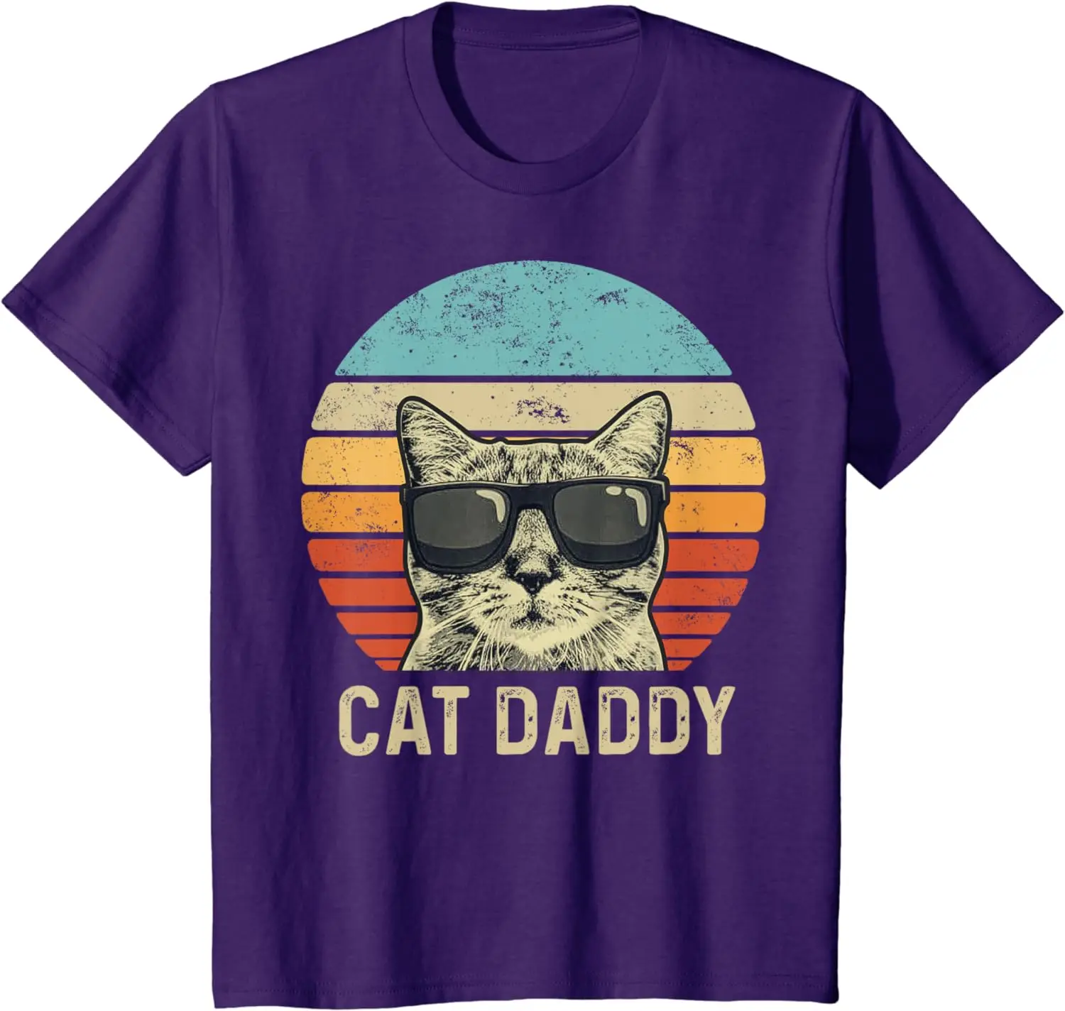 Cat Daddy Retro Cat Sunglasses Cool Cat Dad Gift Fathers Day T-Shirt