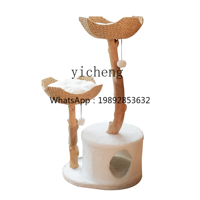

Zc Solid Wood Luxury Trunk Cat Nest Integrated Scratching Pole Luxury Villa Cat Scratch Trees