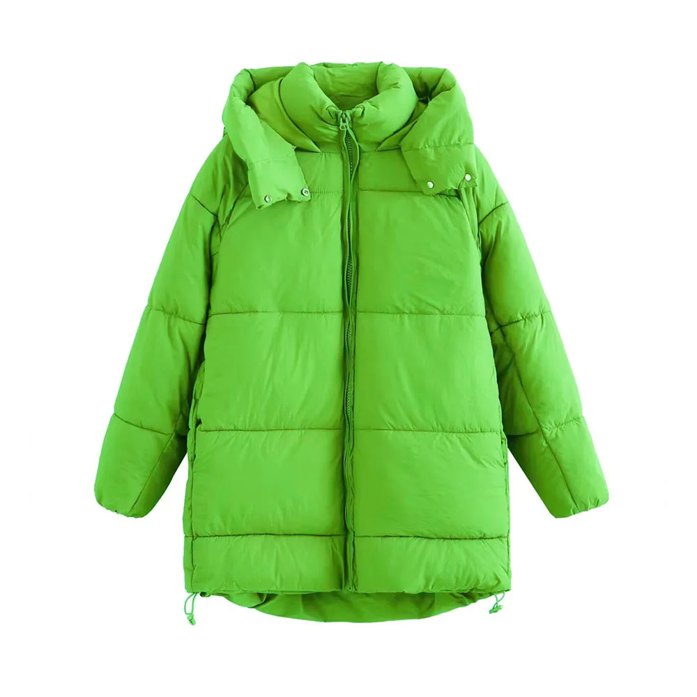 

Winter New Women's Fashion Simple and Versatile Hooded Loose Medium to Long Down Cotton Jacket