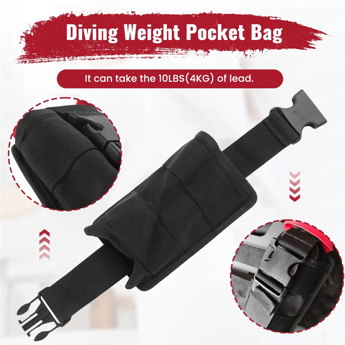 Scuba Diving Spare 10LBS 4KG Weight Trim Pocket Bag for Technical Diving Sidemount BCD BH