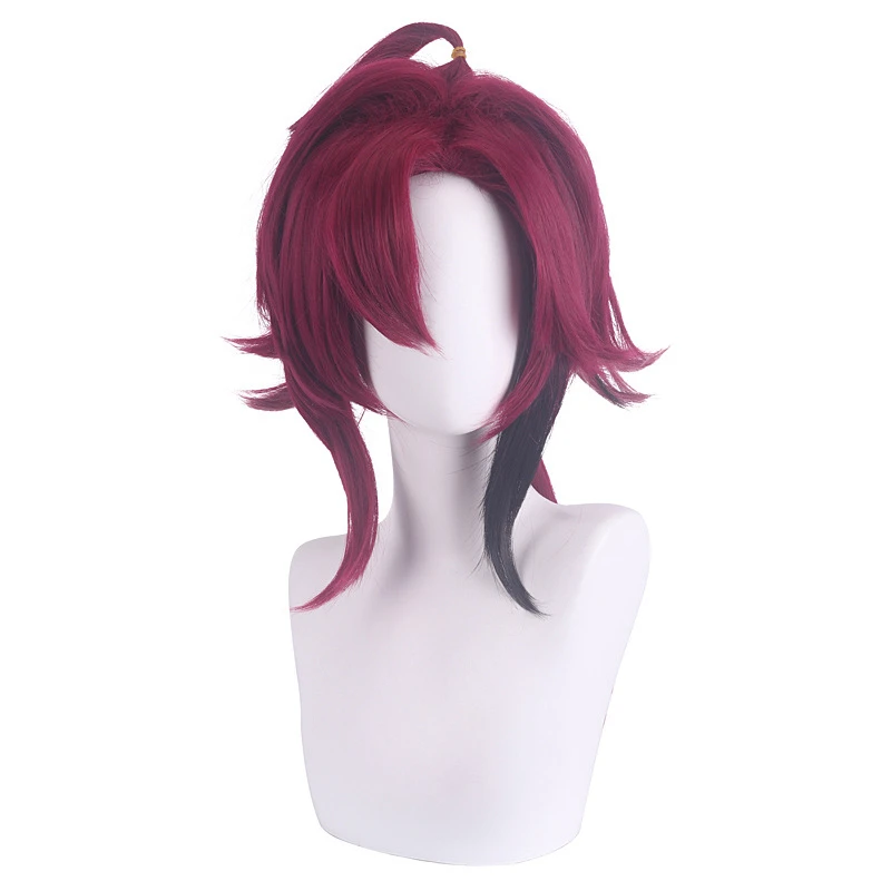 Game Genshin Impact 50CM Wig Synthetic Hair Anime Shikanoin Heizou Cosplay Dark Red Wigs Eiko Halloween