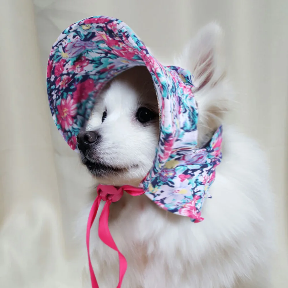 Sombrero para perro, sombreros florales para perros pequeños y gatos con orificios para las orejas, disfraz de fiesta de cumpleaños, gorros para gatos, gorro para cachorros, perros y gatitos, protección solar al aire libre