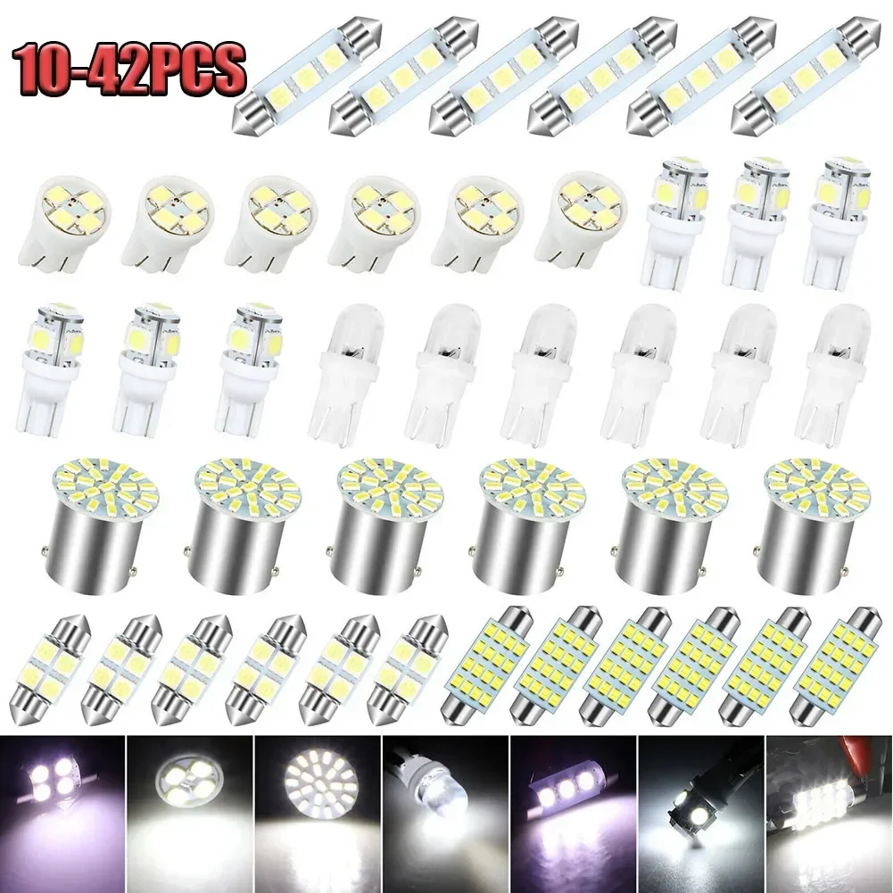 10-42pcs LED Car Interior Lights Bulb T10 6000K SMD LED Replacement License Plate/Reading Light Bulbs Xenon White Interior Light