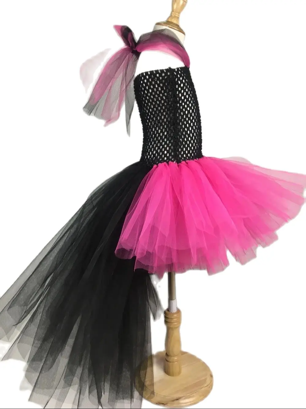 Cool Girls Rocker Queen Tutu Dress Baby Fluffy Crochet Tulle Dress Kids Cosplay Costume Children Birthday Party Trailing Dresses