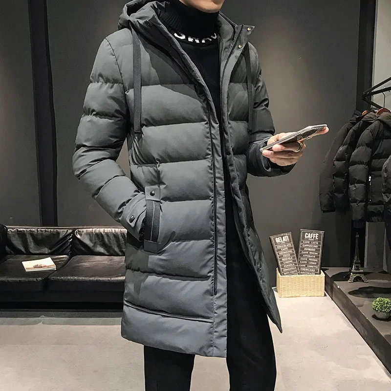 Men Long Down Jackets Winter Coats Chaquetas Hooded Casual Winter Parkas High Quality Male Green Warm Parkas Coats Size 4XL