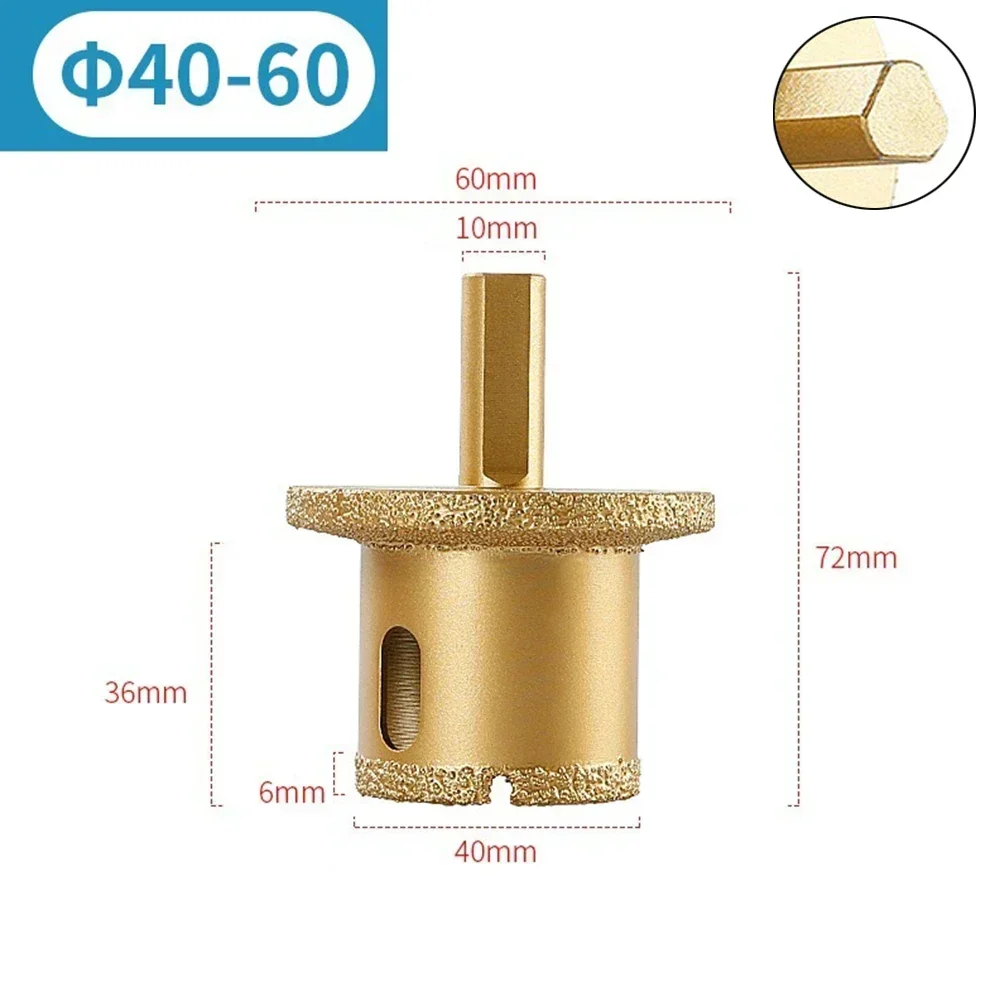 para Telhas de Mármore Lavatório Núcleo Bits Brasagem Buraco Abridor Buraco Viu Abridor M10 Rosca Haste Triangular