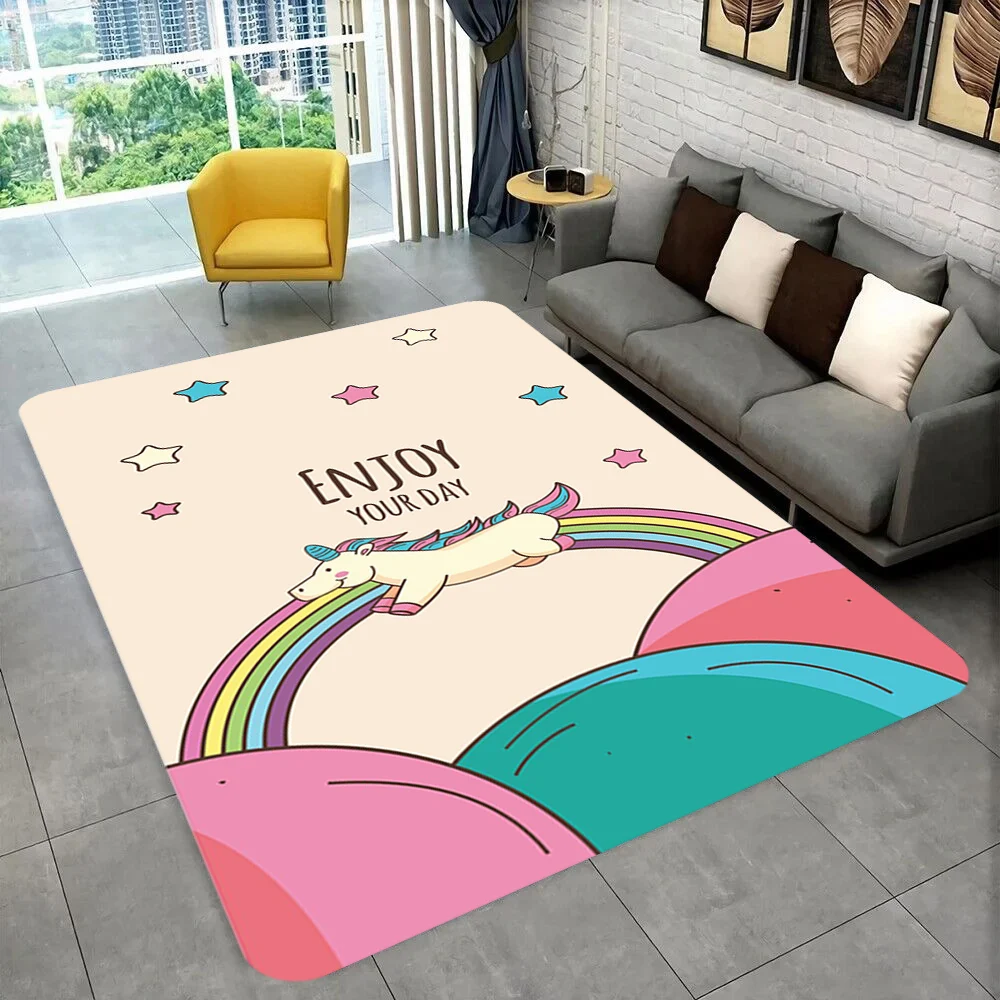 

Cartoon Unicorn Animal Area Rug,Carpet Rug for Living Room Children's Bedroom Sofa Doormat Decor,Kids Paly Non-slip Floor Mat