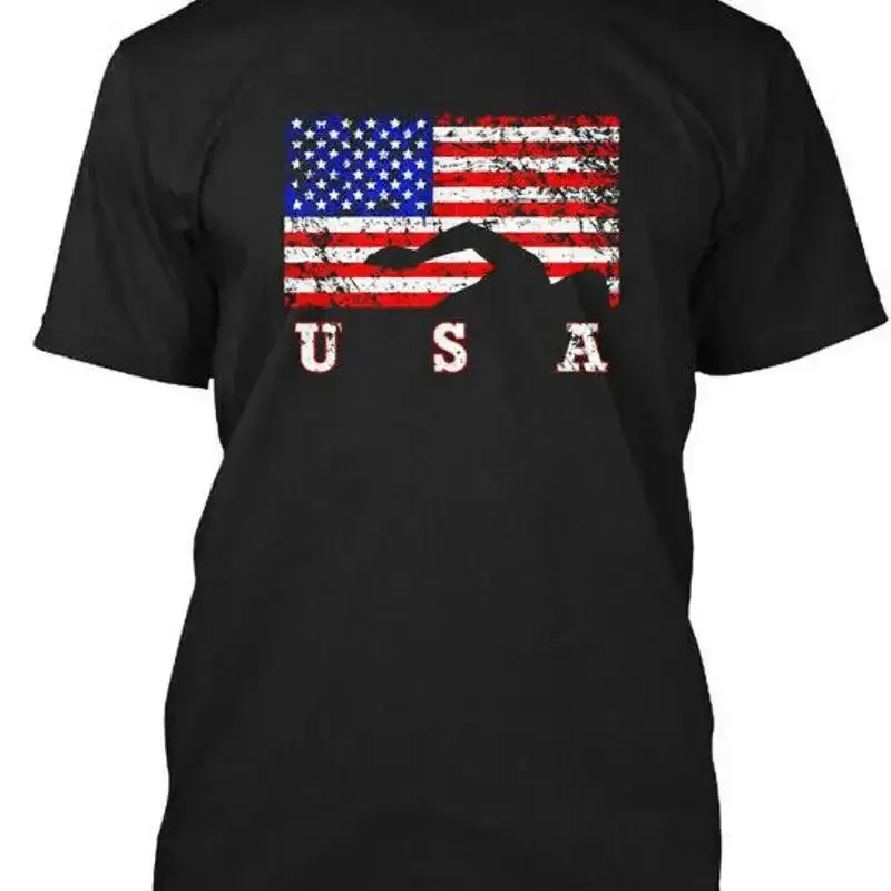 Camiseta con bandera americana para nadadores, regalo para equipo de natación