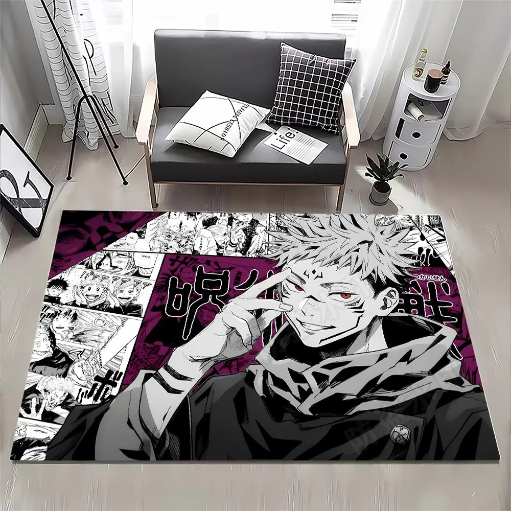 

Anime Jujutsu Kaisen Satoru Gojo Fushiguro Megumi Cosplay Cartoon Crystal Velvet Bedside Blanket Footcloth Carpet Rug Xmas Gift