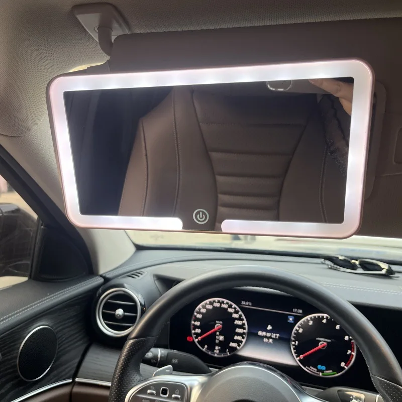 Popular Car Makeup Mirror High Definition Visor Co-pilot LED Three-color Light Adjustable Makeup Mirror 3 Times Enlargement