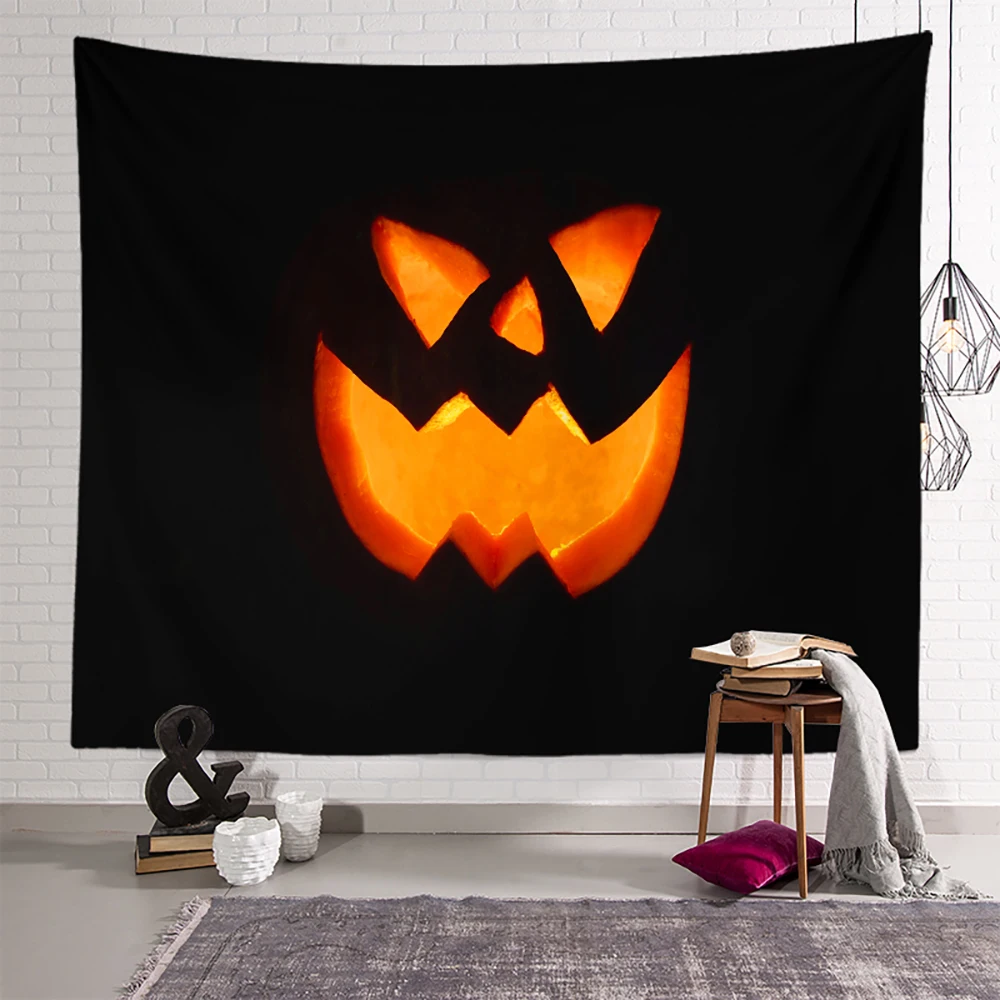 Halloween Horror Pumpkin Ghost Skeleton Print Tapestry Ceiling Home Living Room Bedroom Wall Decoration  230x180cm