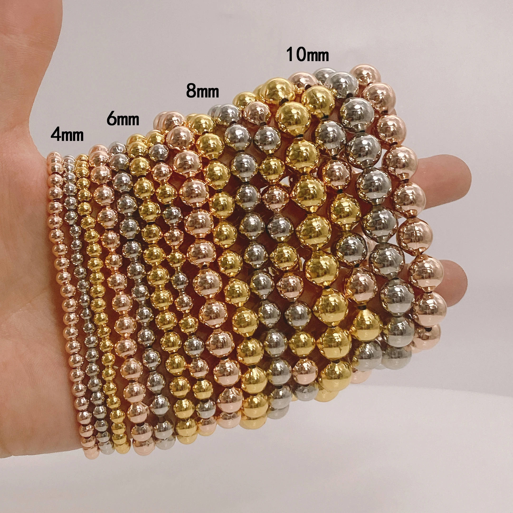 The most popular three tone beads trendy Women's Bracelet fashionable hotsale gold plated beads Gift Daily Wear Free Shipping