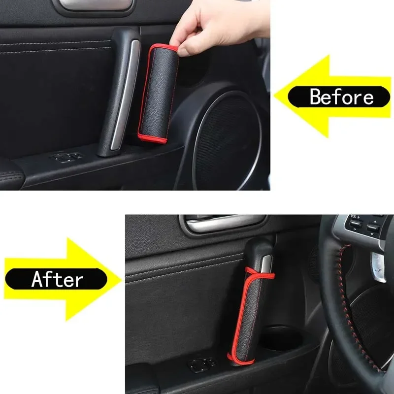 

For 2009-2015 Mazda MX-5 NC car styling leather door inner handle handbrake protective cover car interior protection accessories