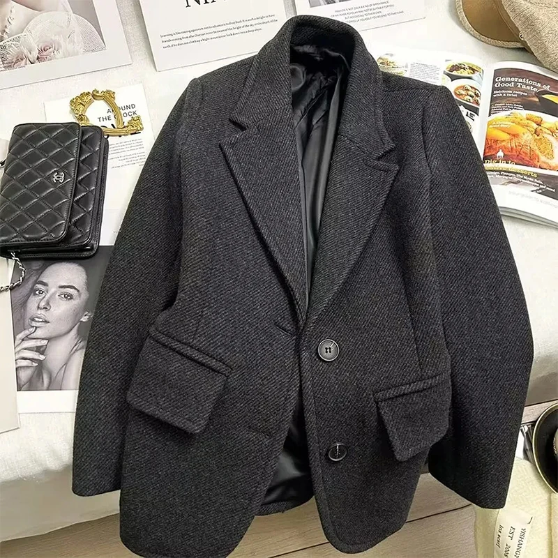 Fashionable Woolen Suit Jacket for Women High-End Warmth Autumn Winter New Arrival Elegant Trendy Ladies' Business Wear