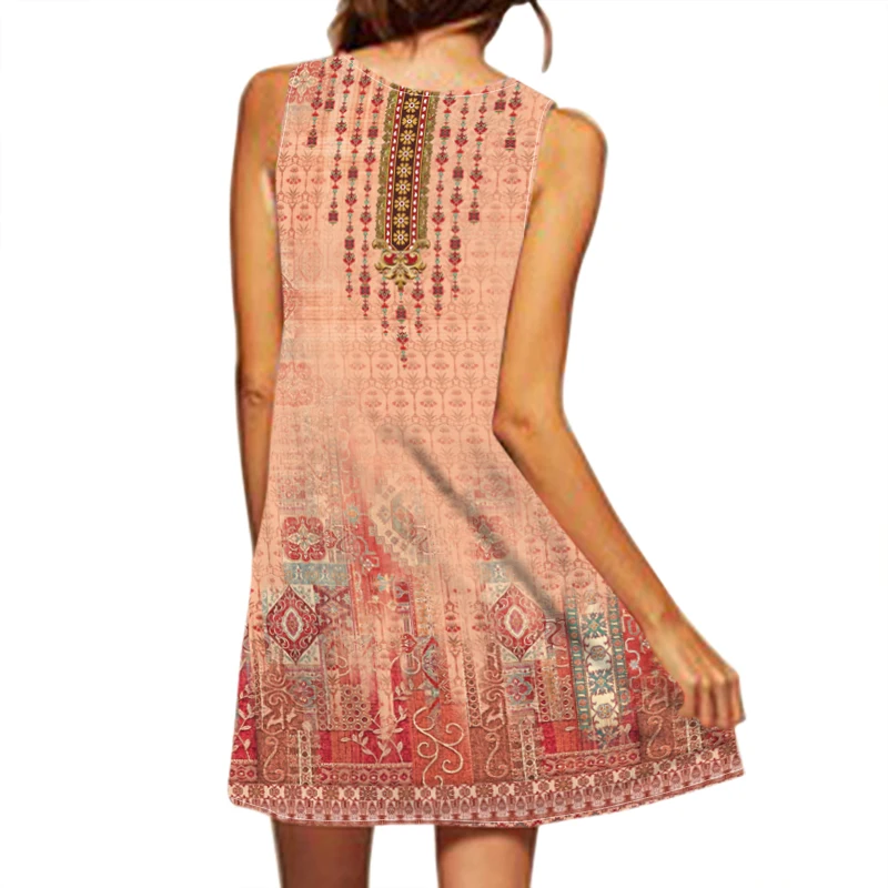 2024 ยุโรปและอเมริกา CROSS Border ผู้หญิงชุดใหม่ V คอเซ็กซี่พิมพ์ขนาดใหญ่ Hem การค้าต่างประเทศชุด