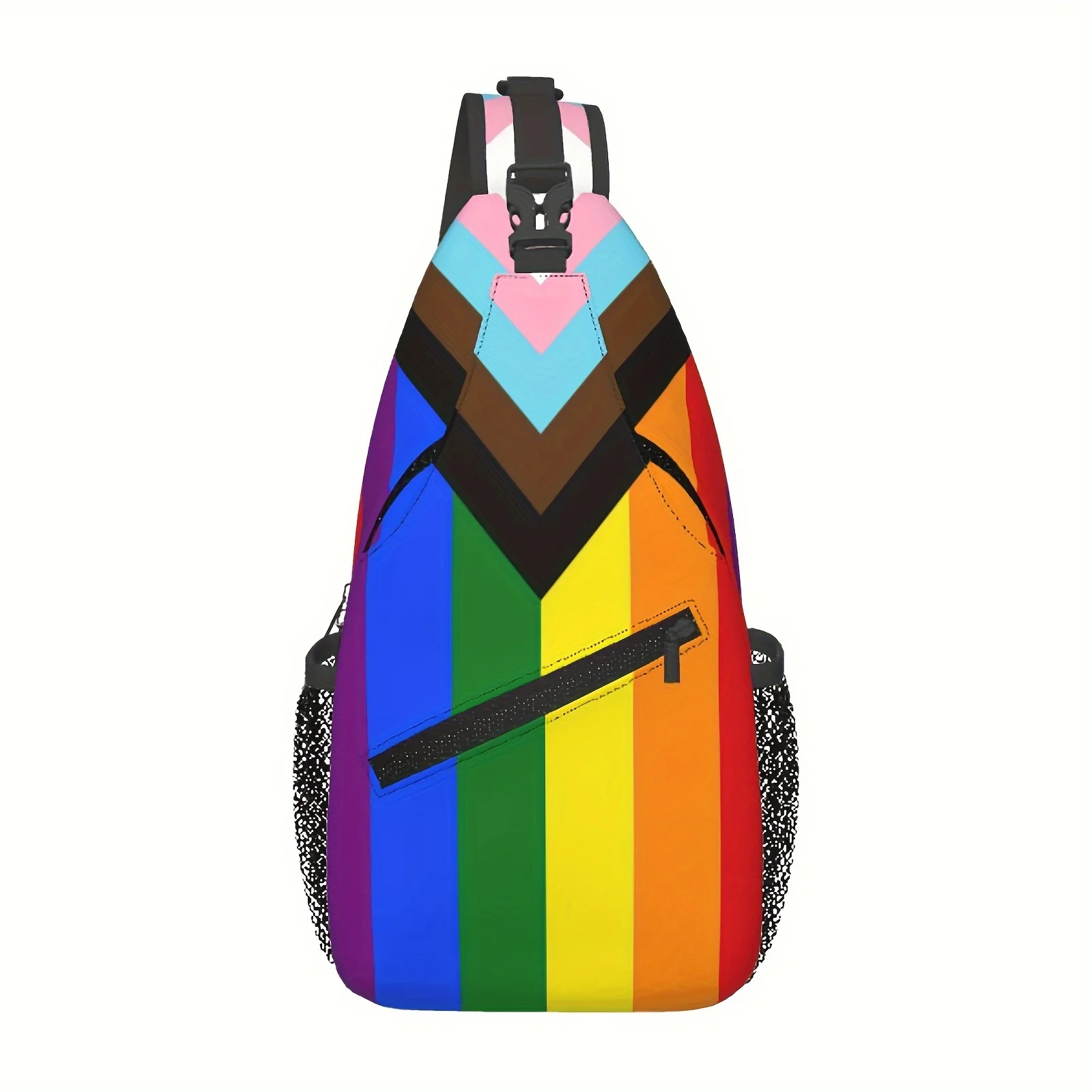 Fashion Rainbow Pattern Chest Bag Outdoor Sports Travel Hiking Cycling Sling Bag Adjustable Large Capacity Crossbody Bag