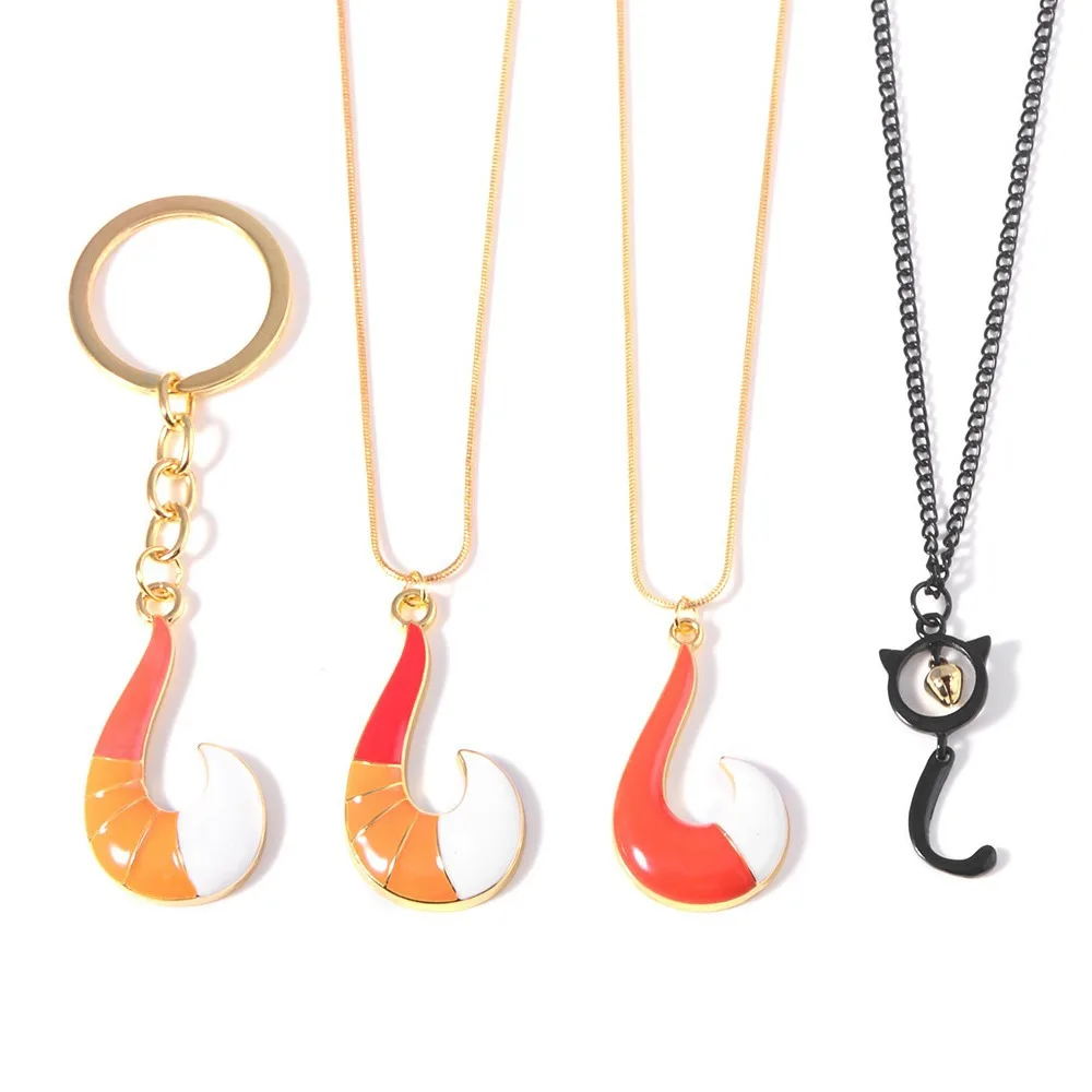 Anime Peacock Orange Shrimp Tail Oil Dropping Enamel Pendant Keychain Conch Bay Girl Necklace Musical Snake Bracelet Jewelry