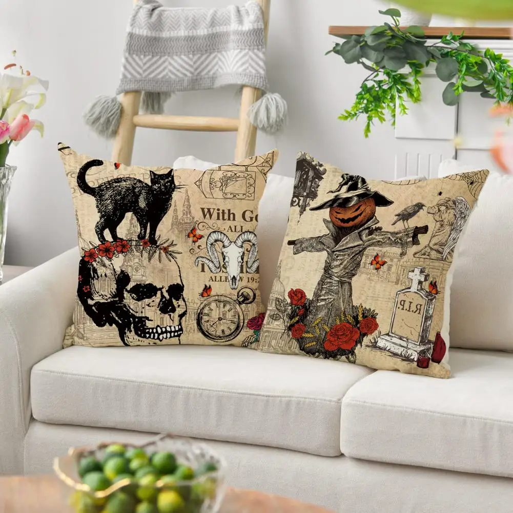 

Halloween Pillow Case Hidden Zipper Halloween Cushion Cover Linen Pillowcase Pumpkin Ghost Pillow Covers Home Decoration 45cm