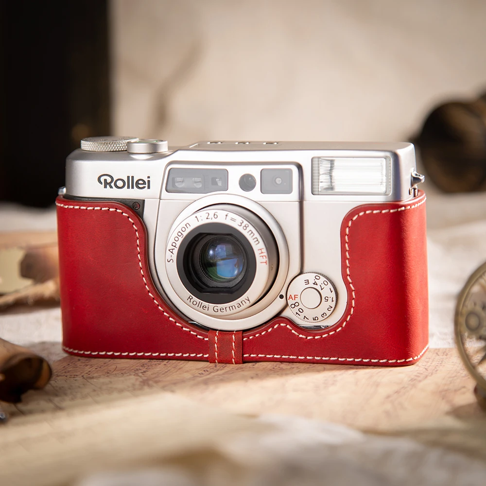 

Leather Camera Bag Protective Case Cover Bag For Rollei AFM35 Case Genuine Leather Camera Half Case Photography Accessories