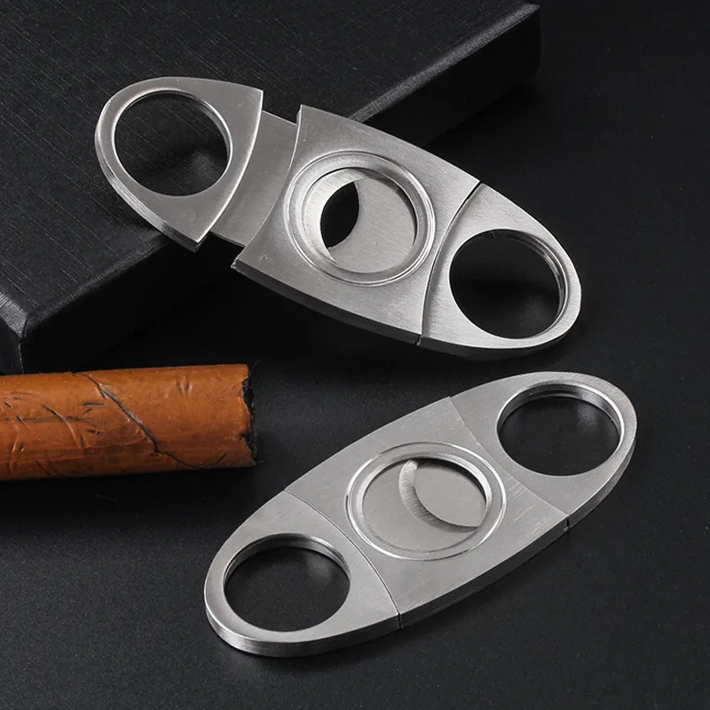 Stainless Steel Cigar Cutter Classic Double Blades Cutter Guillotine Cigar Scissors