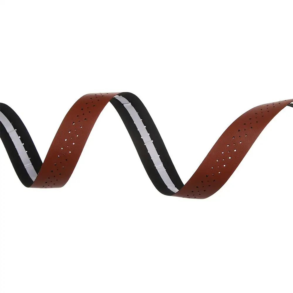 

Аксессуары для велосипеда, лента для руля велосипеда из искусственной кожи, дышащий нескользящий велосипедный перфорированный ремень, водонепроницаемый с 2 вилками