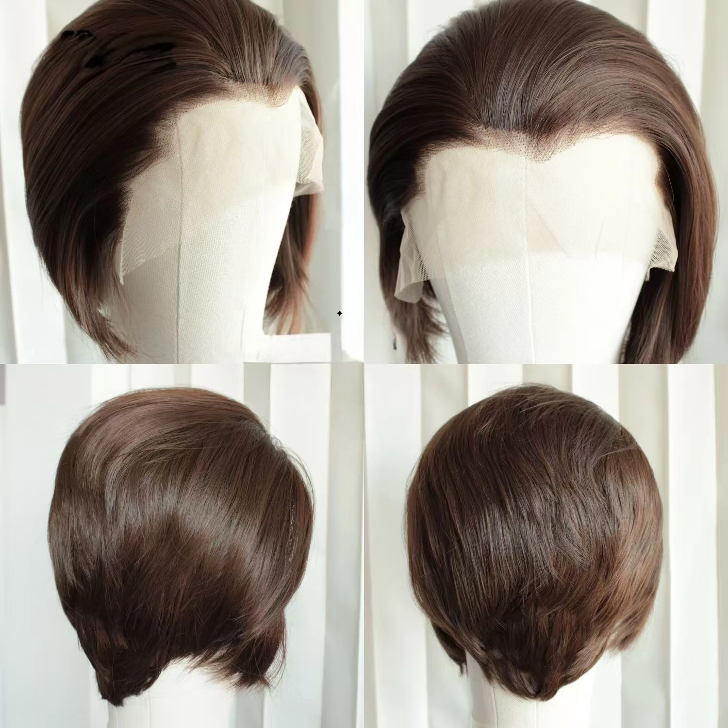 

6Inch Light Brown Lace Front Wigs 13*4 Short Wigs with High Quality Synthetic Heat Resistant for Men Daily Cosplay Use Wigs