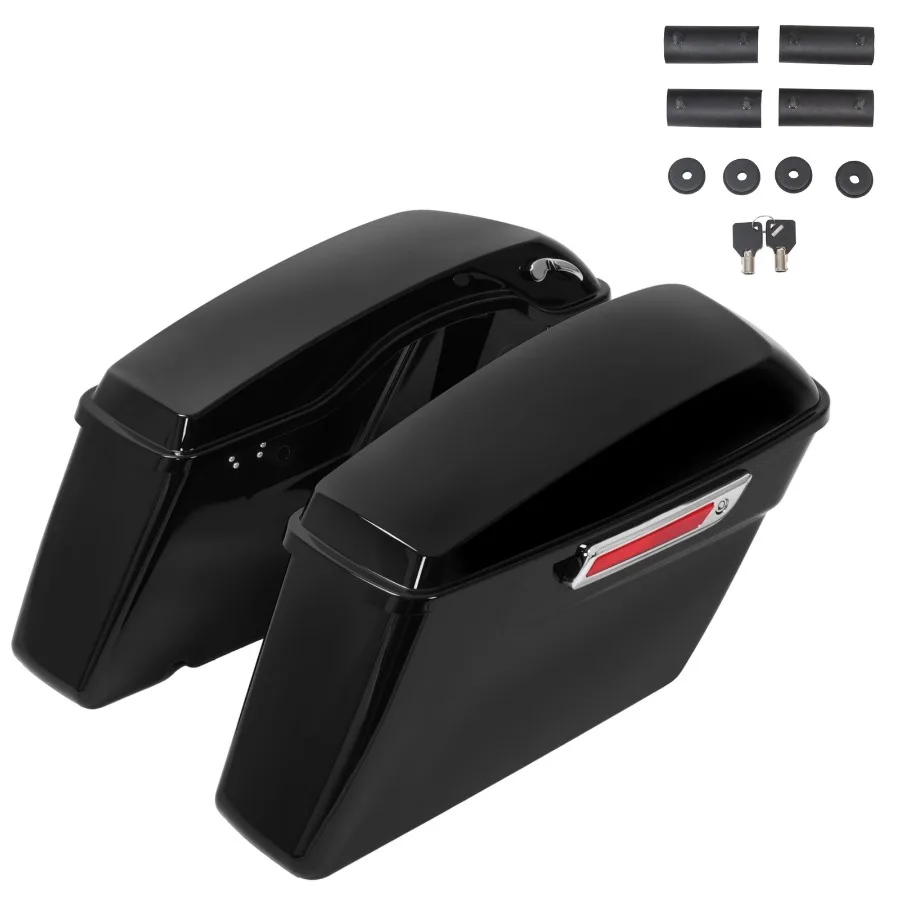 

Vivid Black Hard Saddlebag Saddle Bags For Harley Touring Street Glide 201424