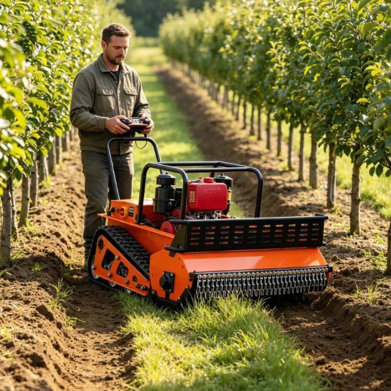 Remote Control Crawler Mower Robust Chassis Low Fuel Consumption CE EPA Customized For Mountain Orchard Rough Terrain Weeding