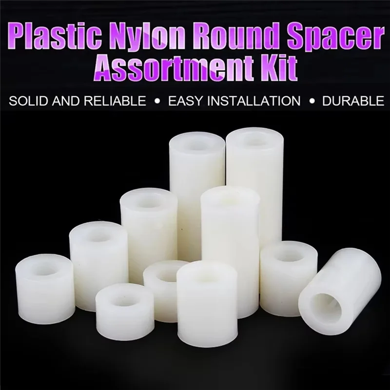 150PCS M6X3-M6x25mm White ABS Round Standoff Spacer Hollow Insulating Column PCB Board Spacer Assortment Kit-A74P